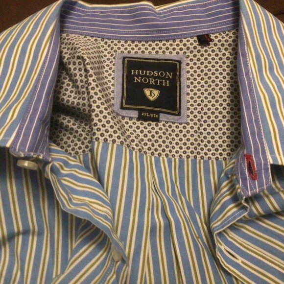 Hudson North Long Sleeve Striped Dress/Sport Shirt 2 XL - Picture 4 of 6